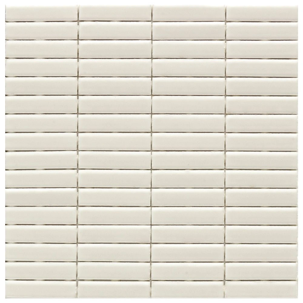 Stix 12x12 Mosaic Bone Ivory Glossy Reeded Ceramic Tile
