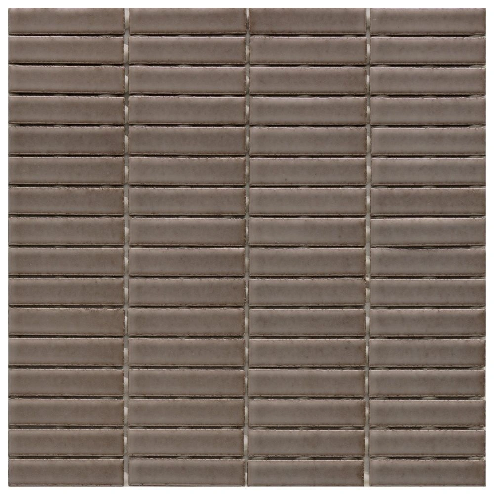 Stix 12x12 Mosaic Cocoa Clay Glossy Reeded Ceramic Tile