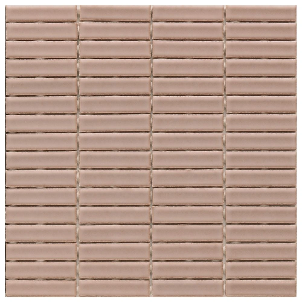 Stix 12x12 Mosaic Blush Clay Glossy Reeded Ceramic Tile
