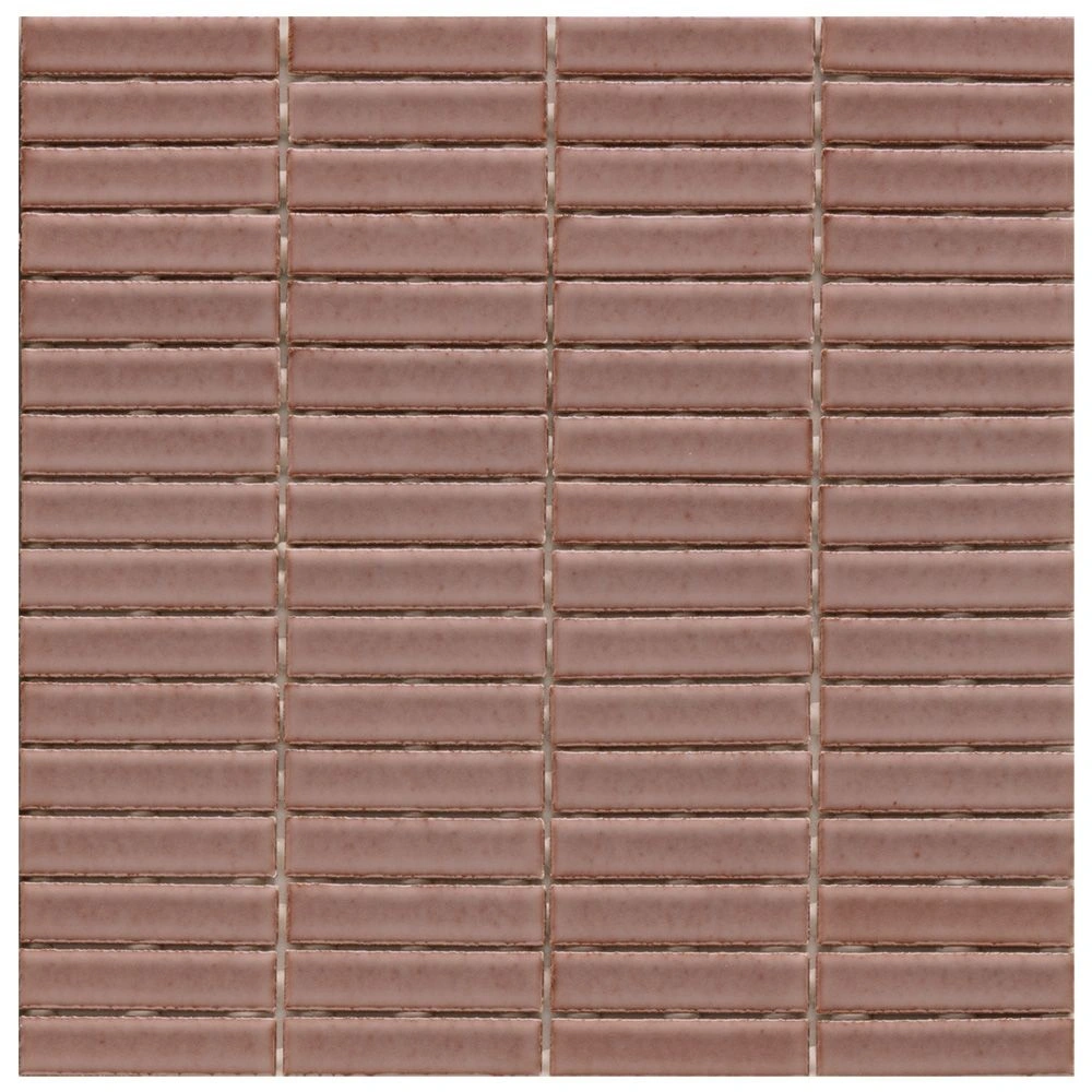 Stix 12x12 Mosaic Rust Berry Glossy Reeded Ceramic Tile