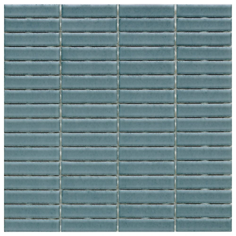 Stix 12x12 Mosaic Deep Teal Glossy Reeded Ceramic Tile