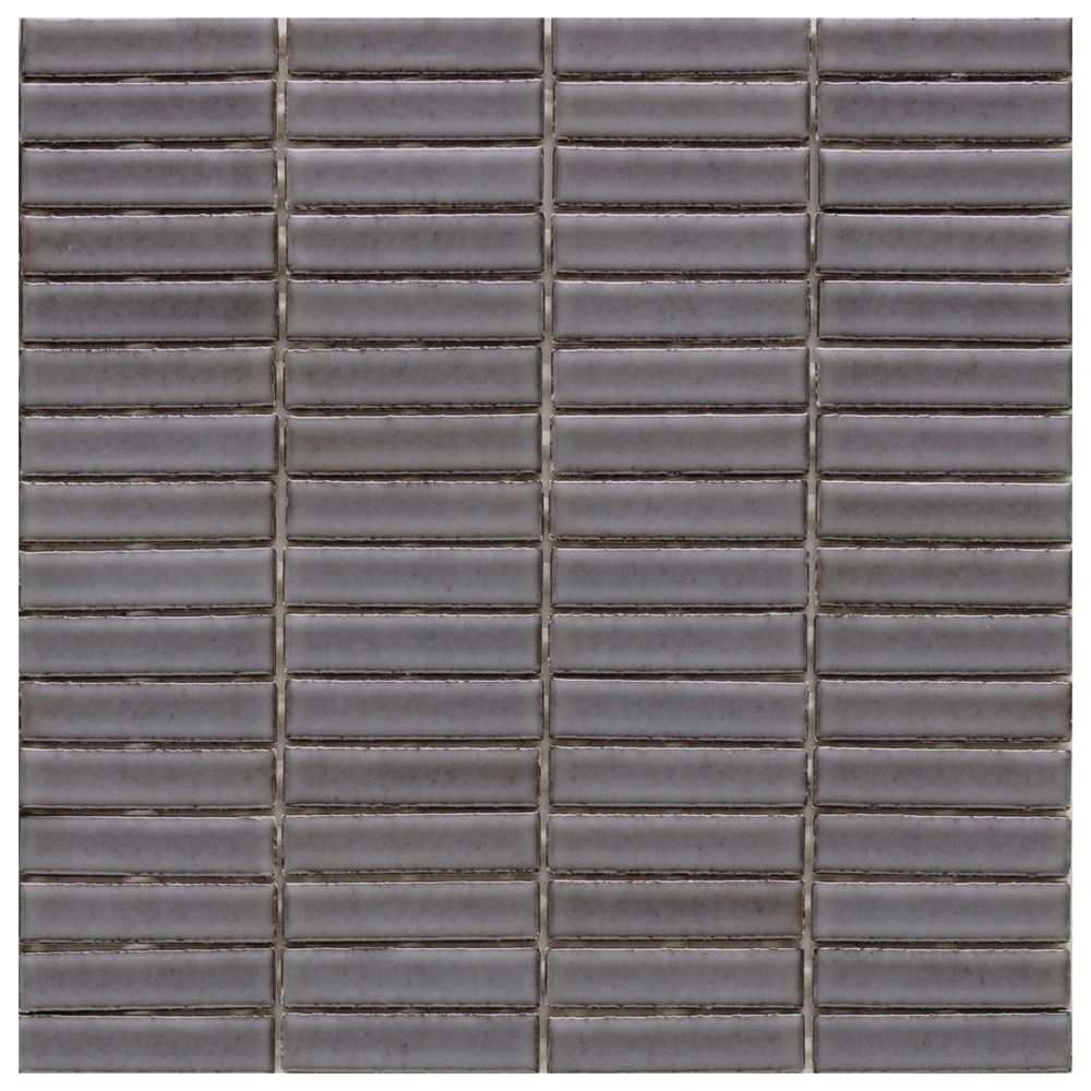 Stix 12x12 Ink Black Glossy Reeded Ceramic Mosaic