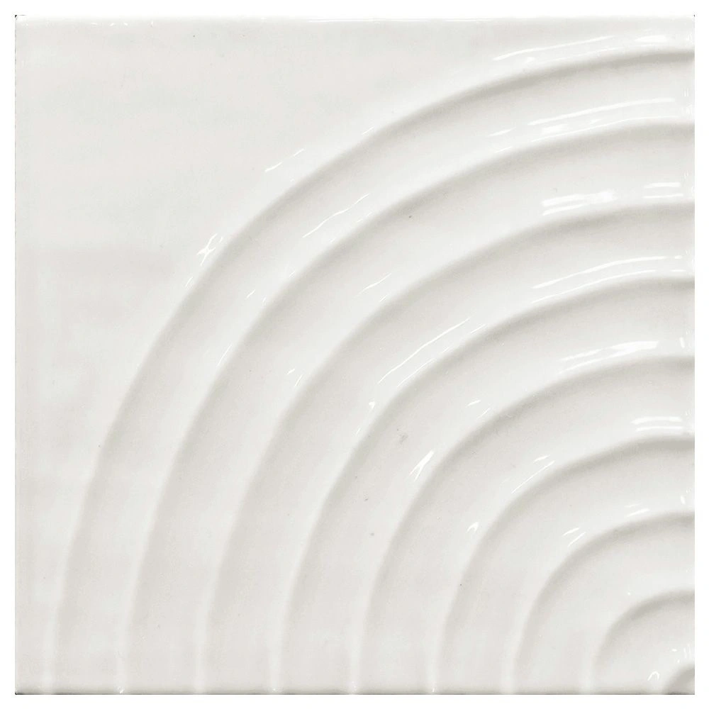 Swirl 5x5 White Glossy Curve Decorative Ceramic Wall Tile
