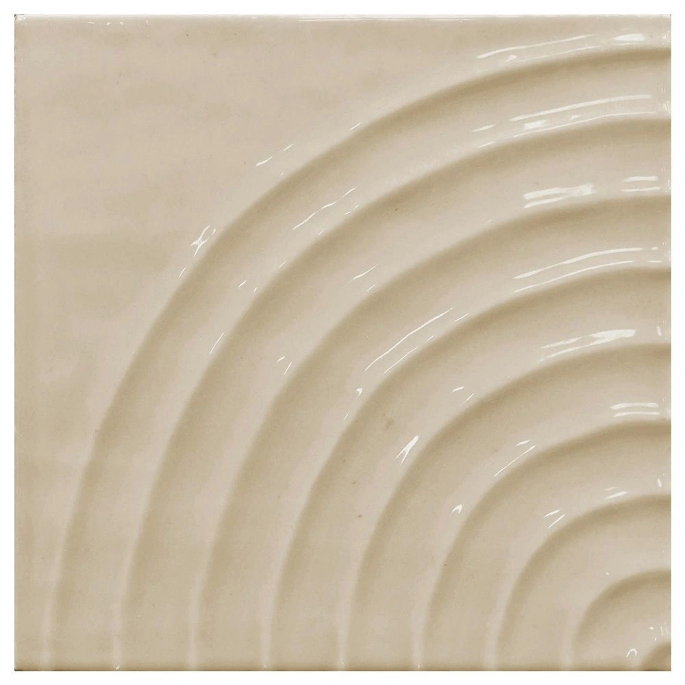 Swirl Cream 5x5 Glossy Curve Decorative Ceramic Wall Tile