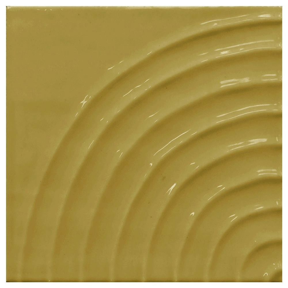 Swirl Mustard 5x5 Glossy Curve Decorative Ceramic Wall Tile