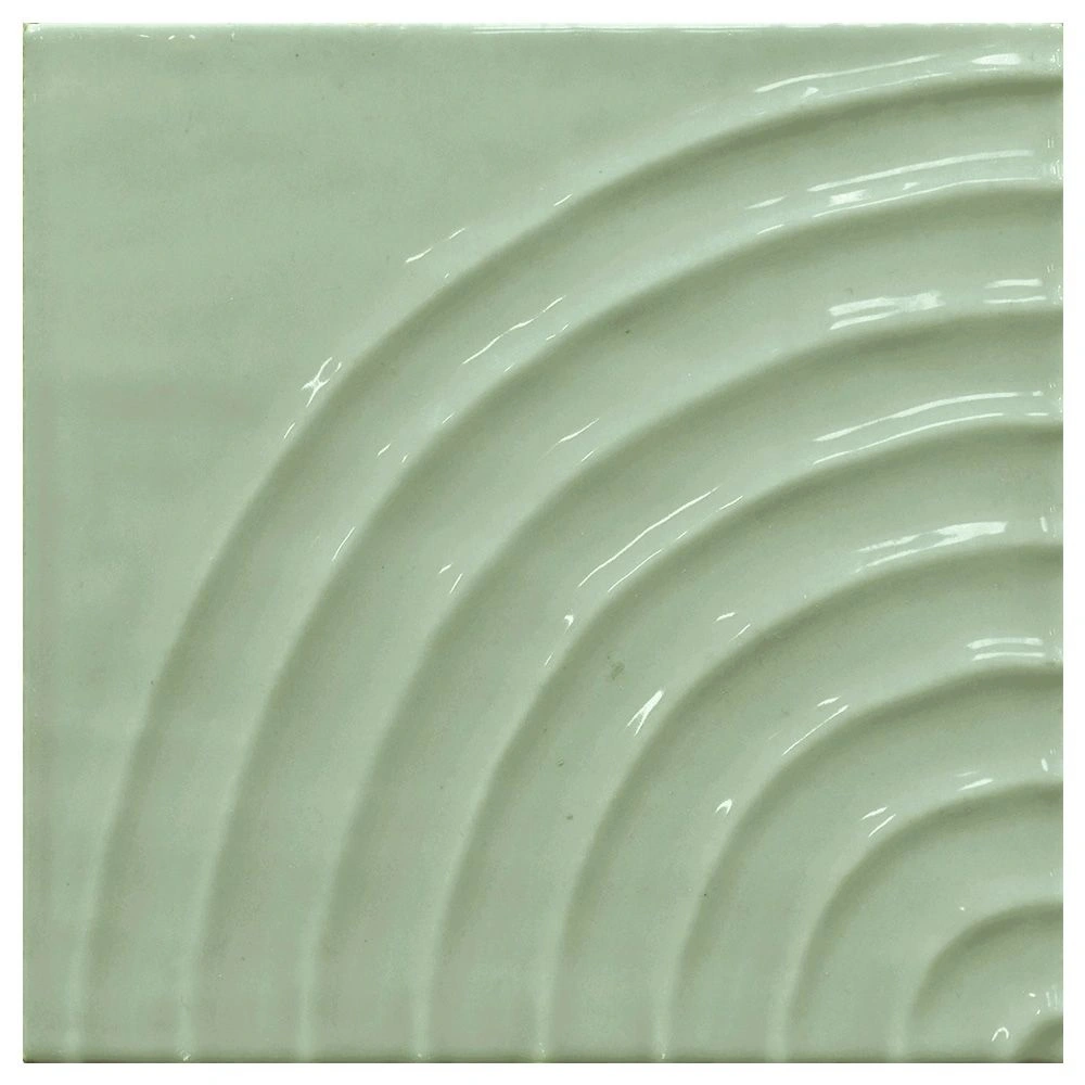Swirl 5x5 Sage Glossy Curve Decorative Ceramic Wall Tile