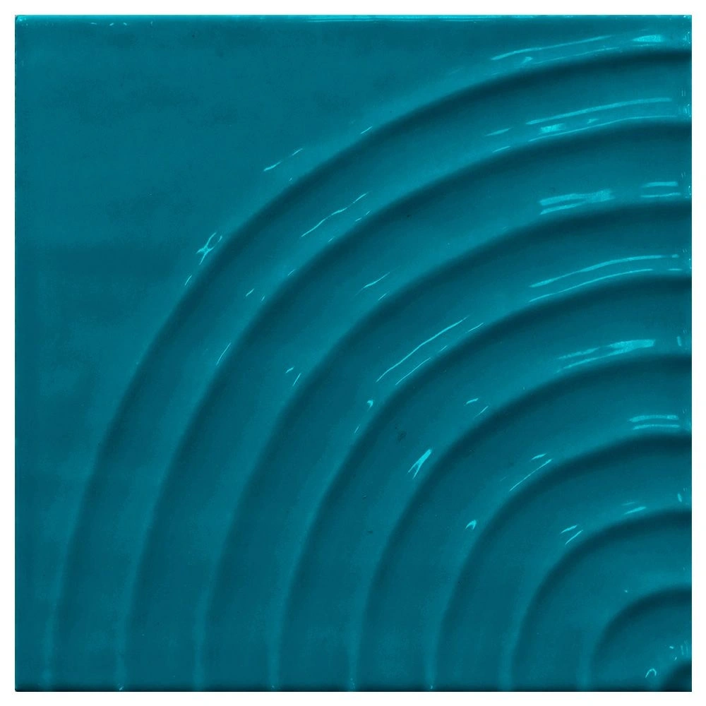 Swirl 5x5 Teal Glossy Curve Decorative Ceramic Wall Tile