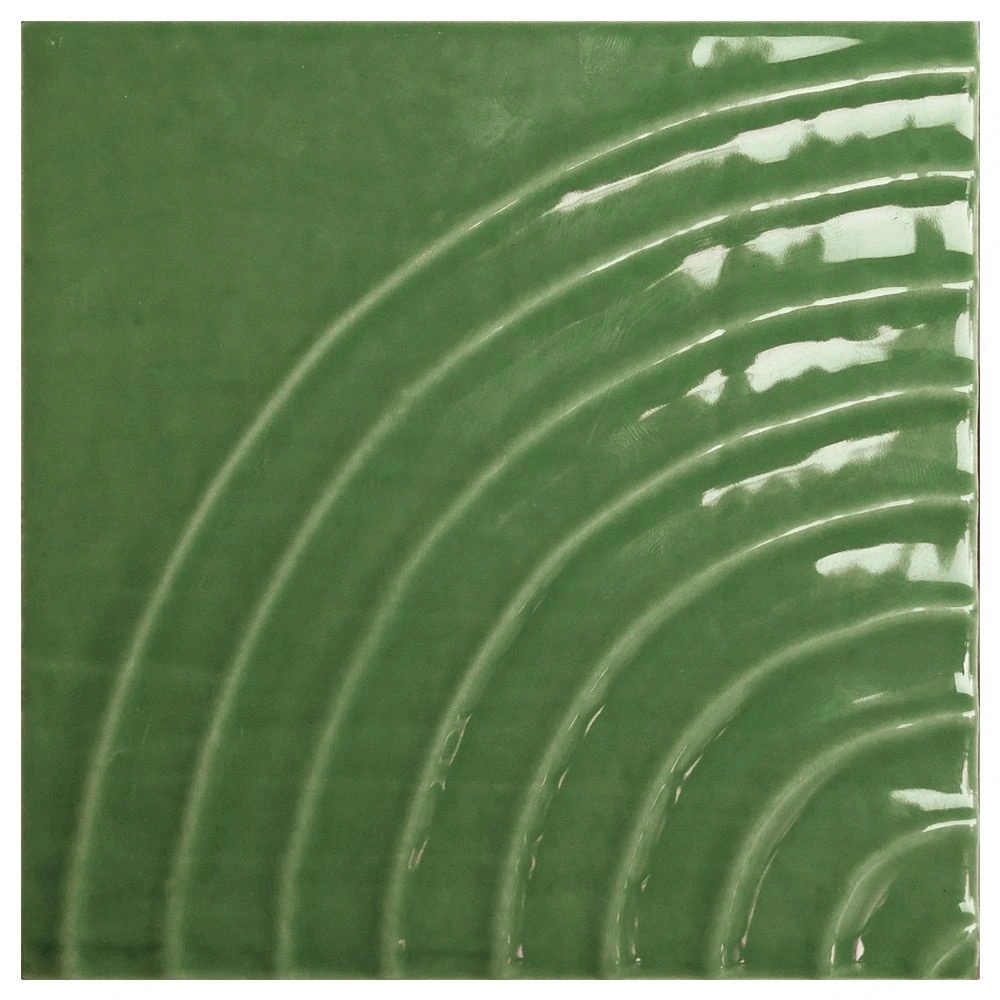 Swirl 5x5 Moss Glossy Curve Decorative Ceramic Wall Tile