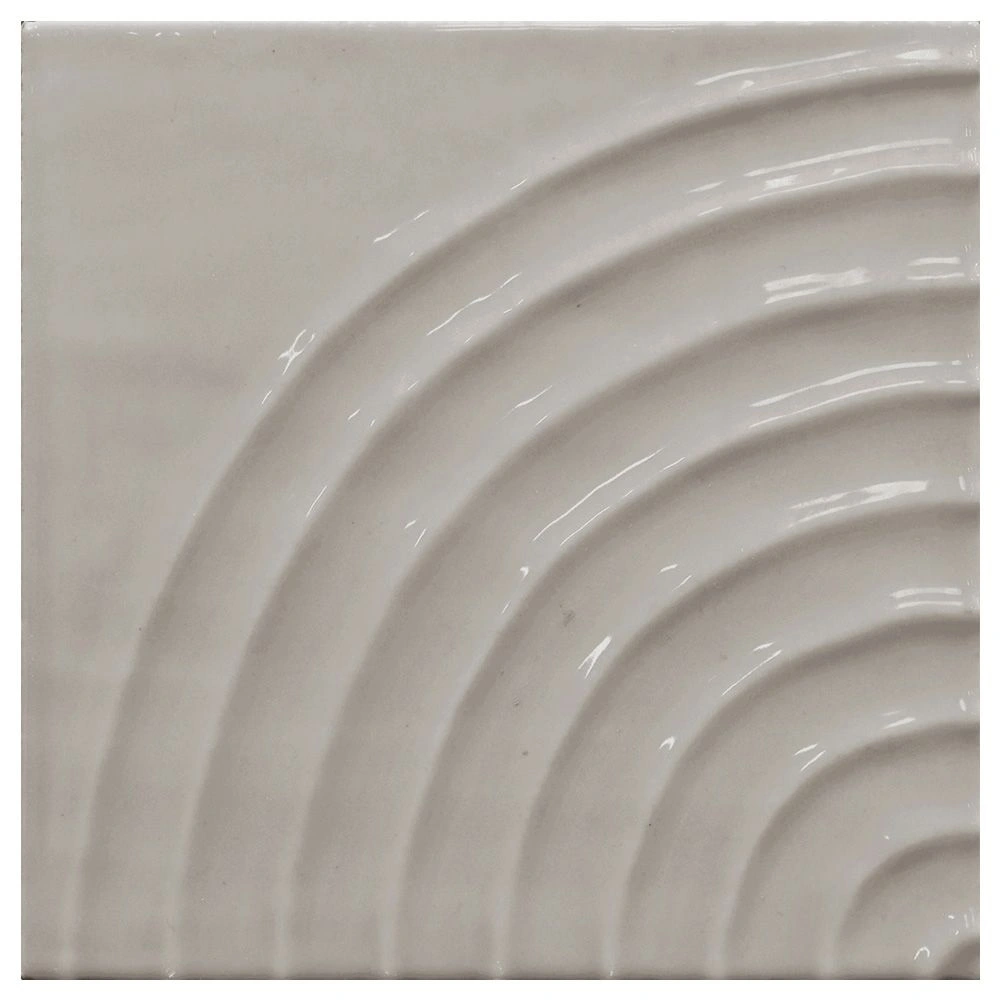 Swirl 5x5 Khaki Glossy Curve Decorative Ceramic Wall Tile