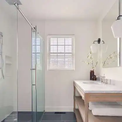 The guest bathroom in a house in Newburyport, MA