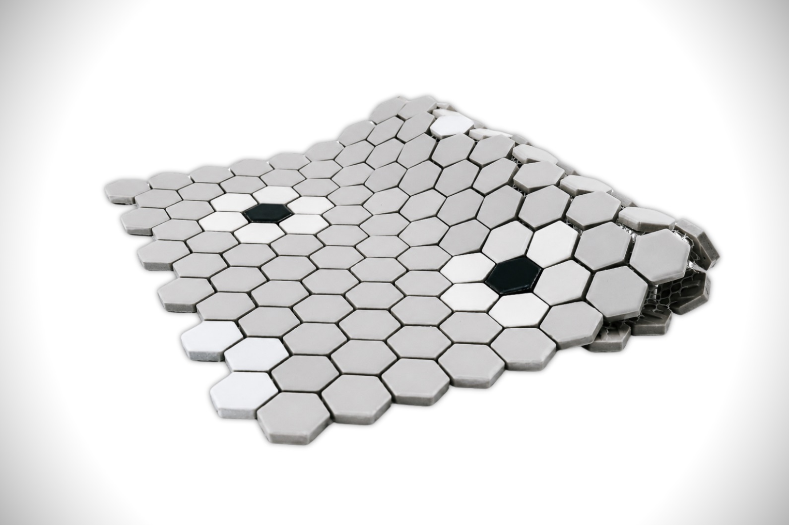 FLOWER WHITE AND GREY WITH BLACK DOT