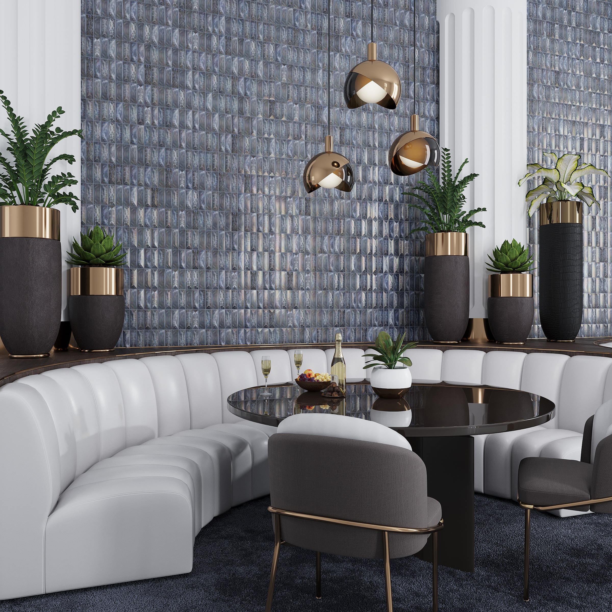 Alma Grey Rectangular Glossy Mosaic