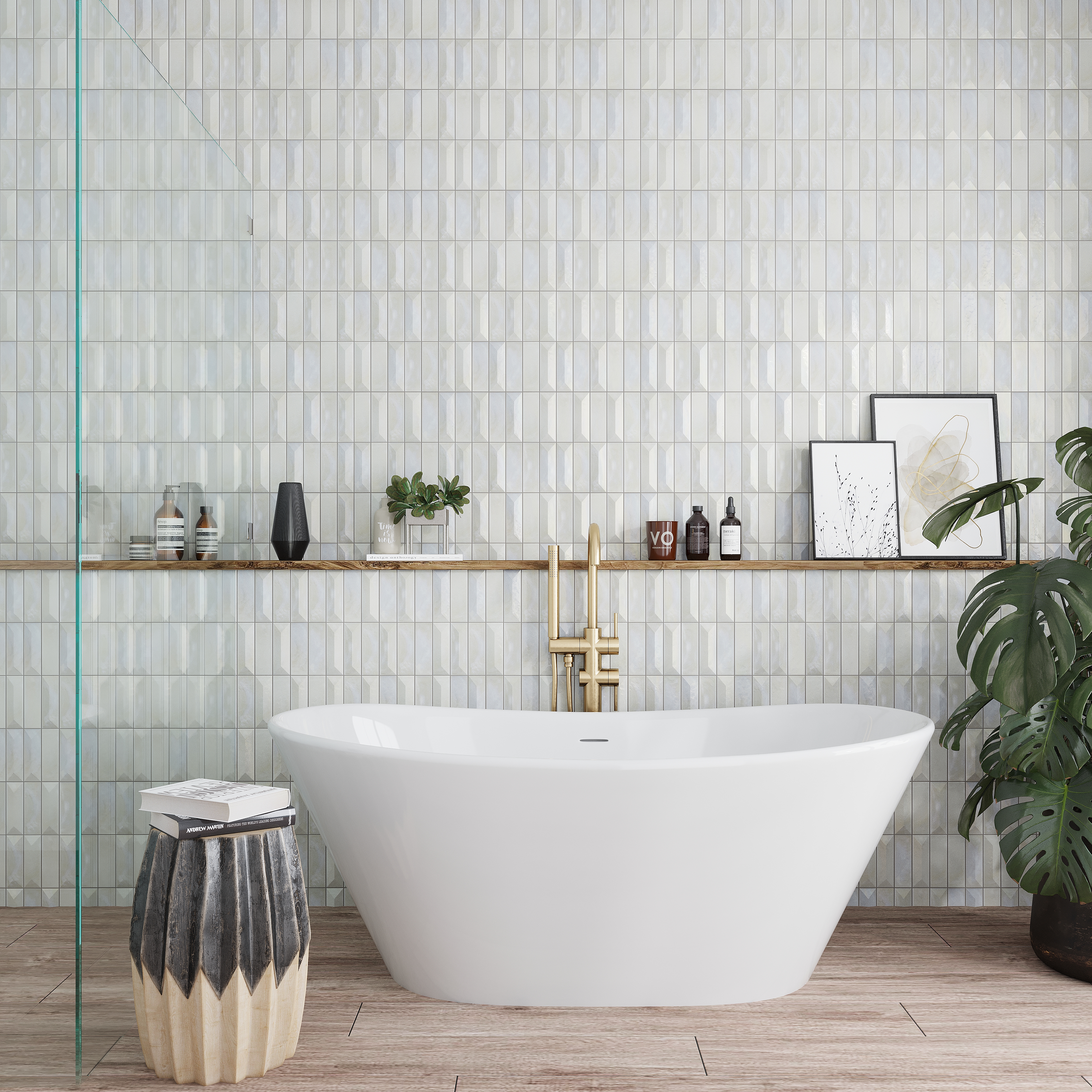 Alma White Rectangular Glossy Mosaic