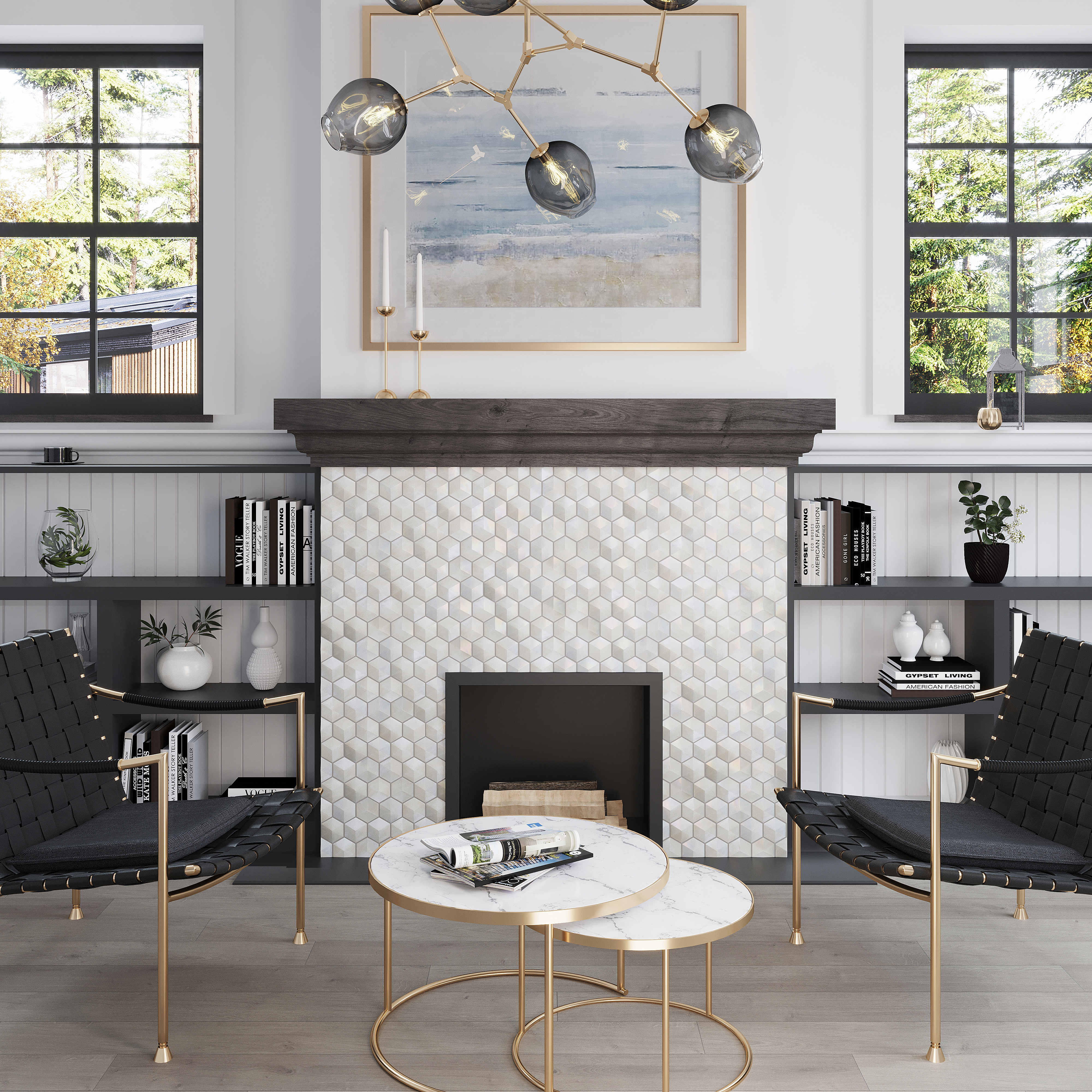 Alma White Hexagon Glossy Mosaic