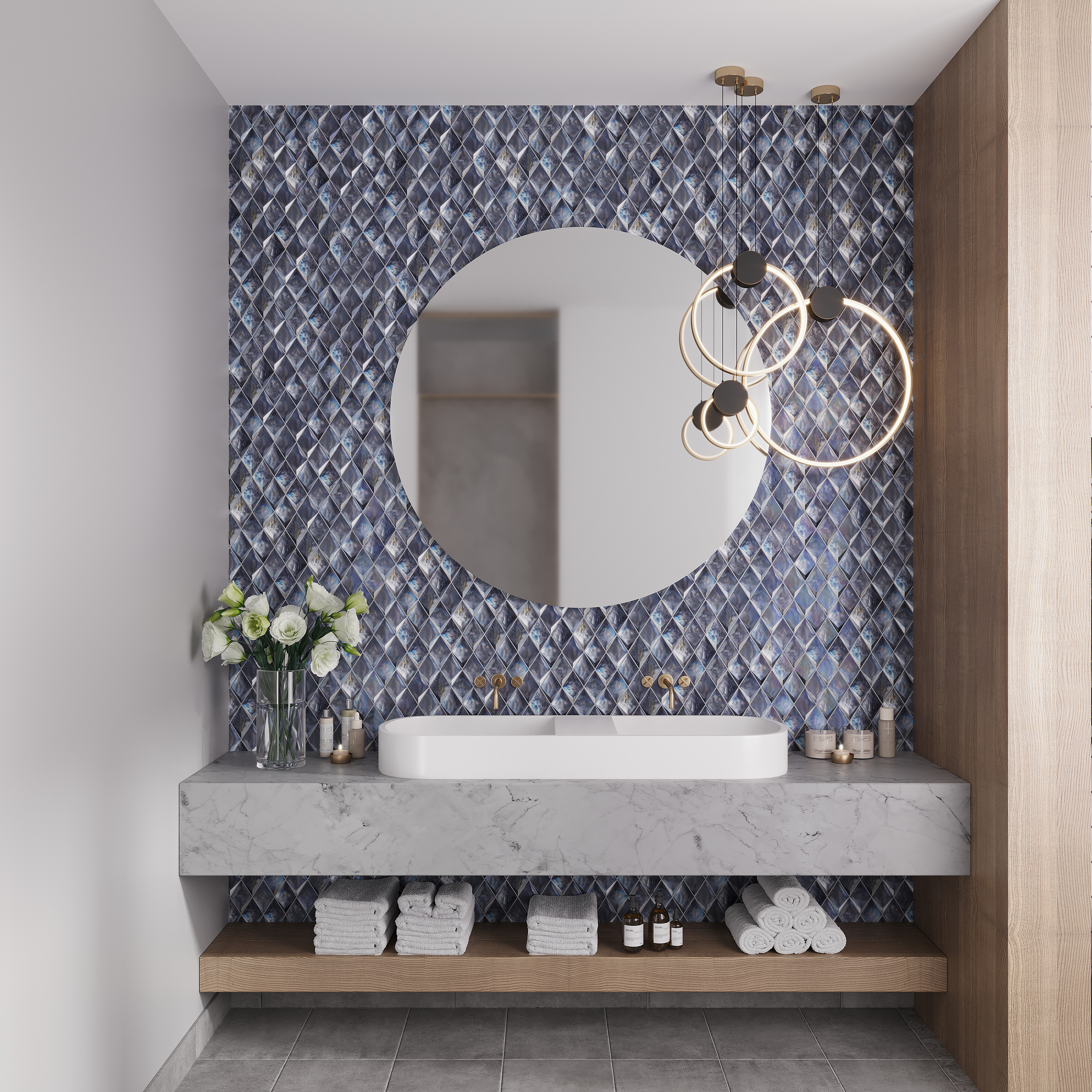 Alma Grey Diamond Glossy Mosaic