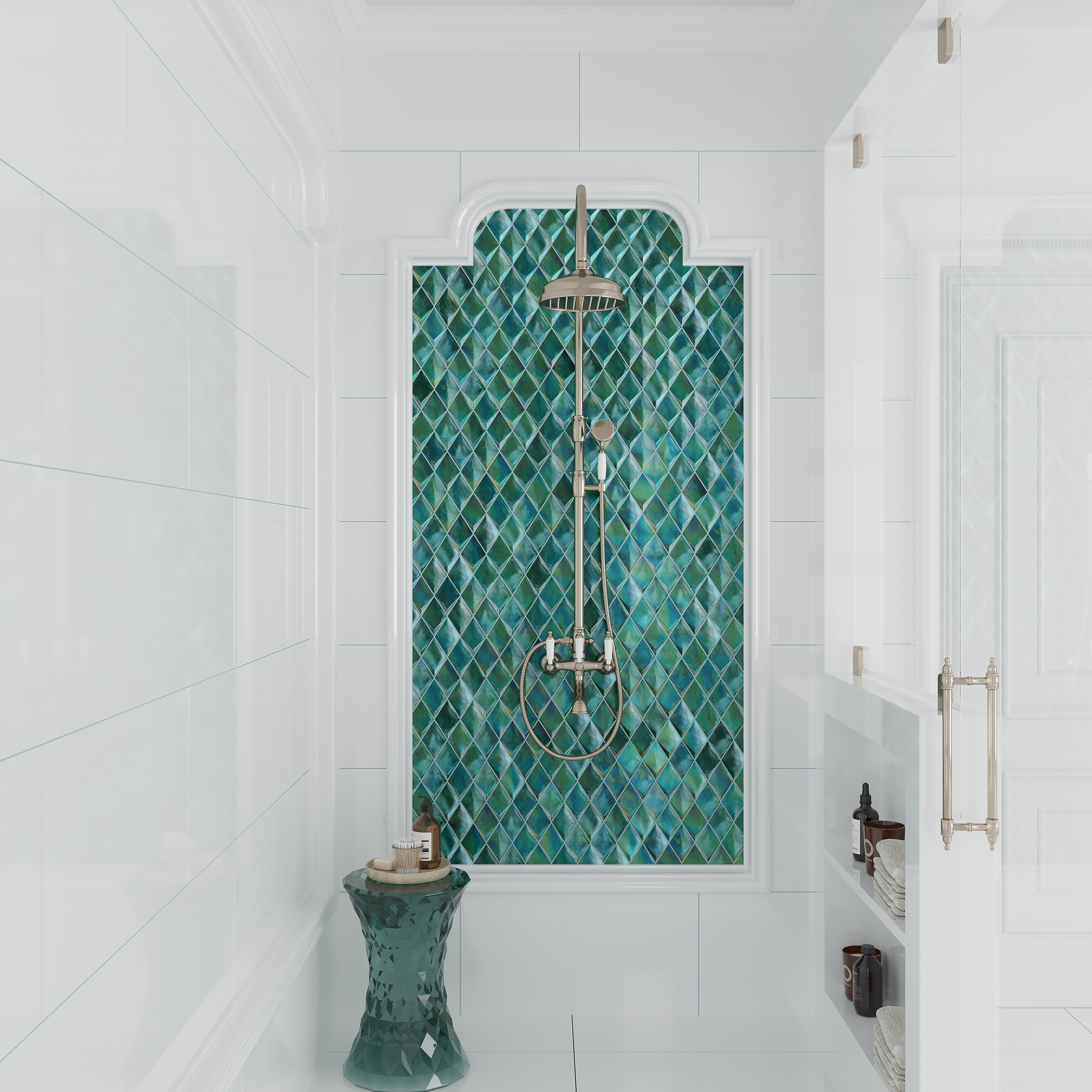 Alma Green Diamond Glossy Mosaic