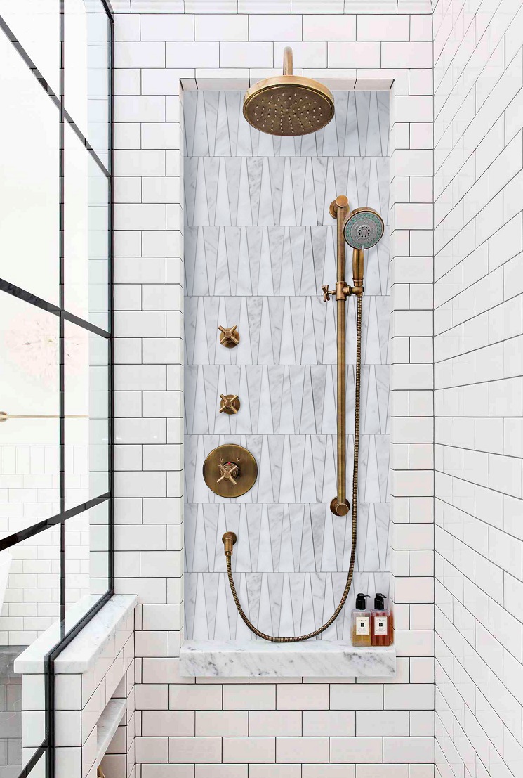 Athena Bianco Carrara / Dynasty White Honed Mosaic