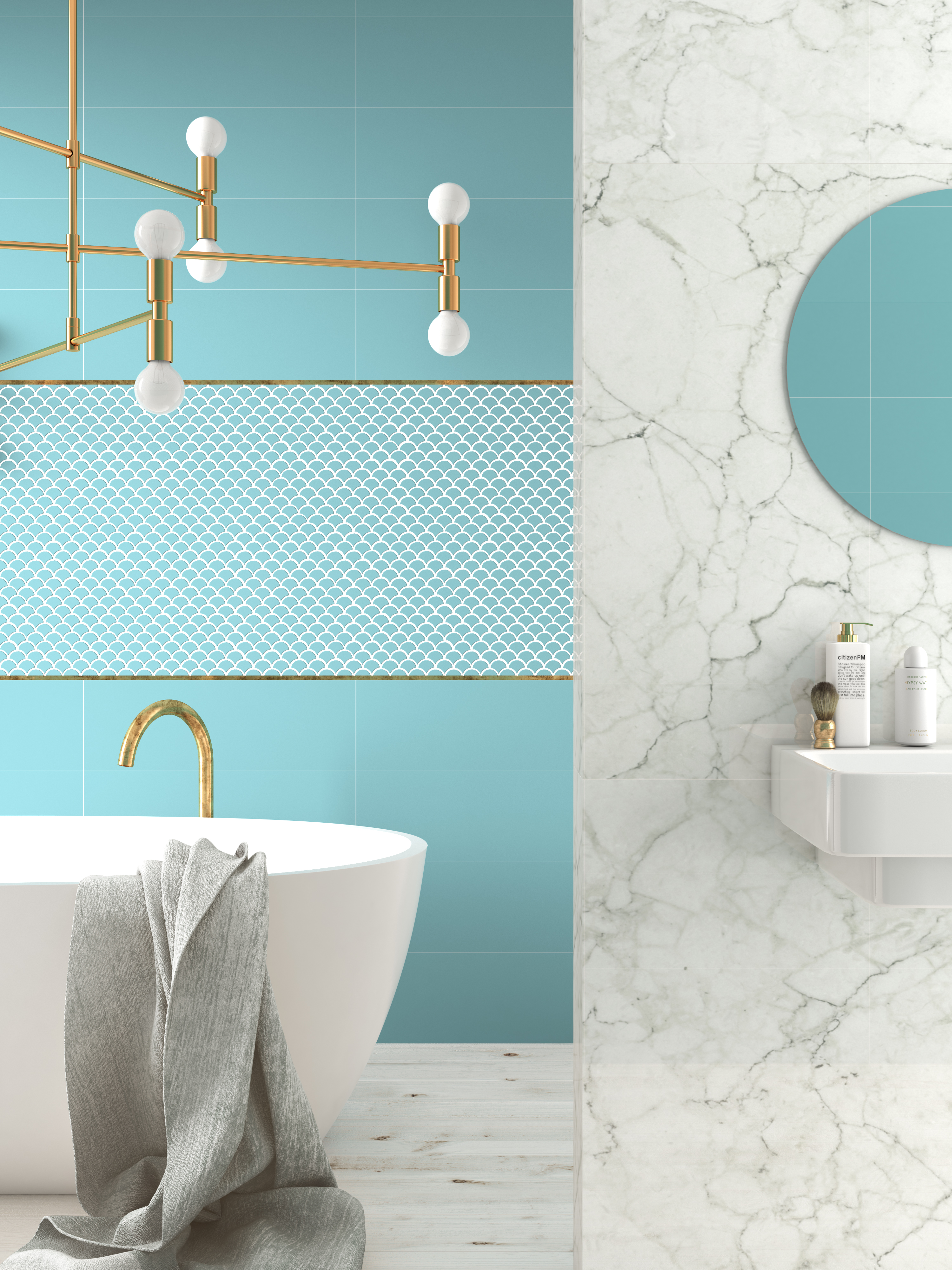 Bayside Scallops Turquoise Matte Mosaic