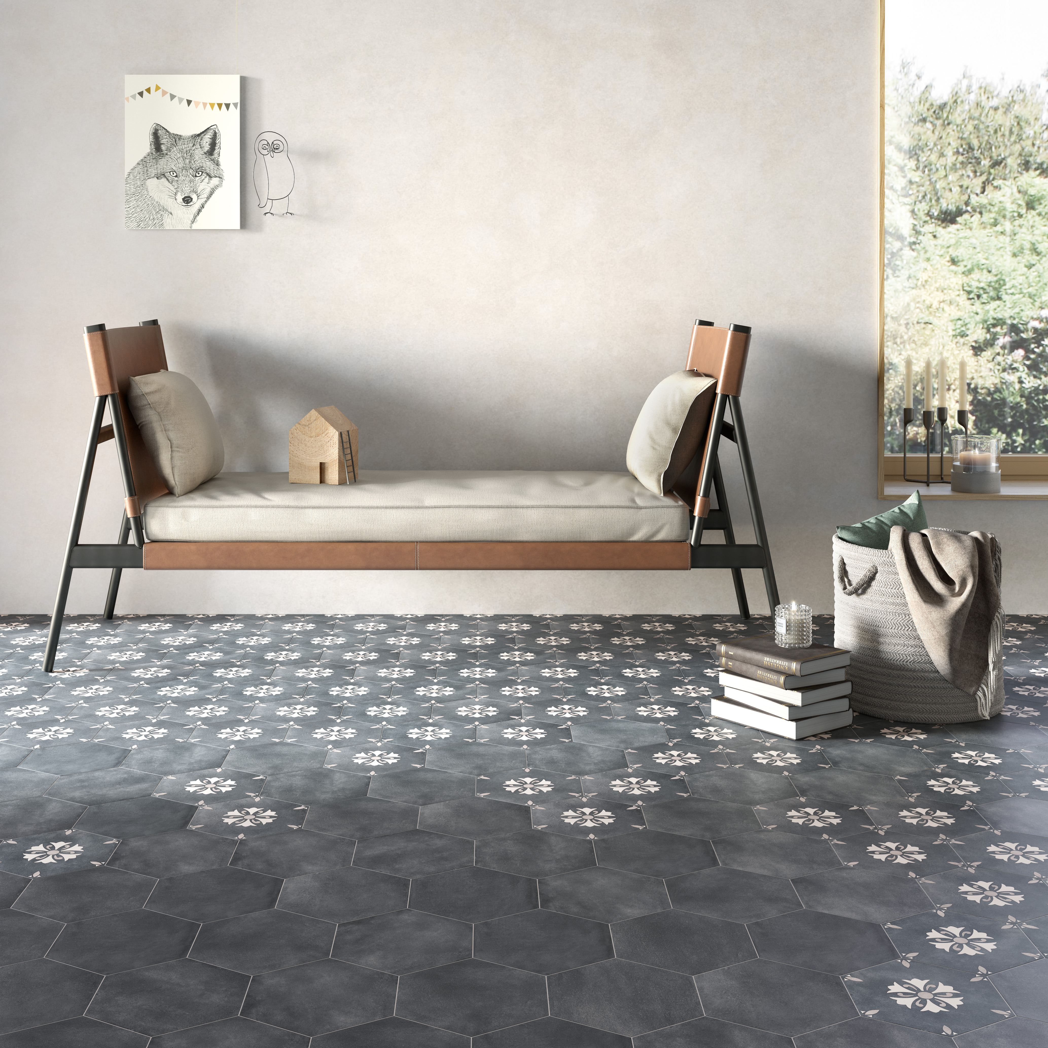 Bistro Teal Lily Hexagon