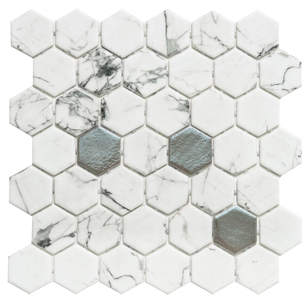 Eco Mosaics Fosco Argent Hex XL