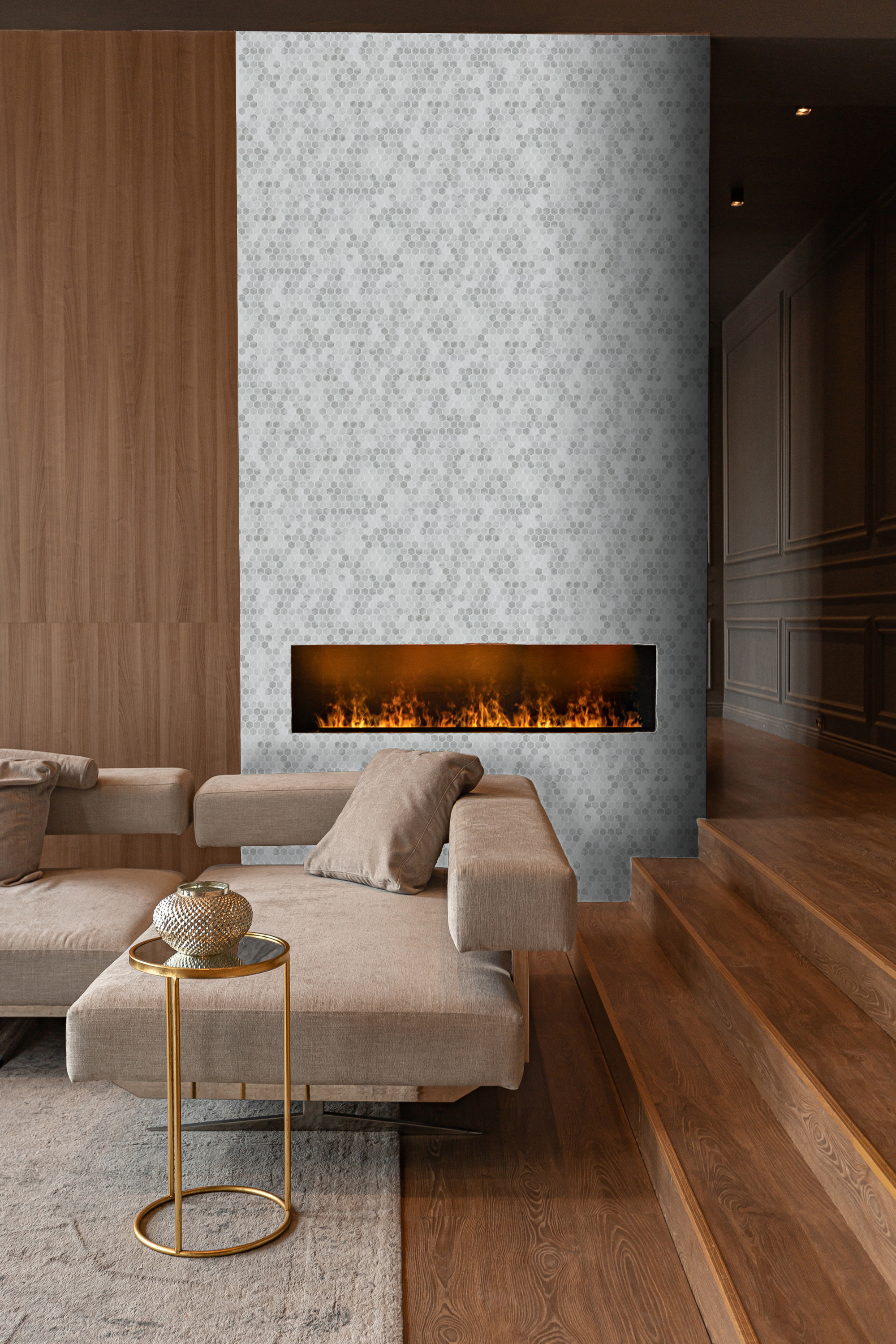 Eco Mosaics Hex Shabby Grey Satin Mosaic