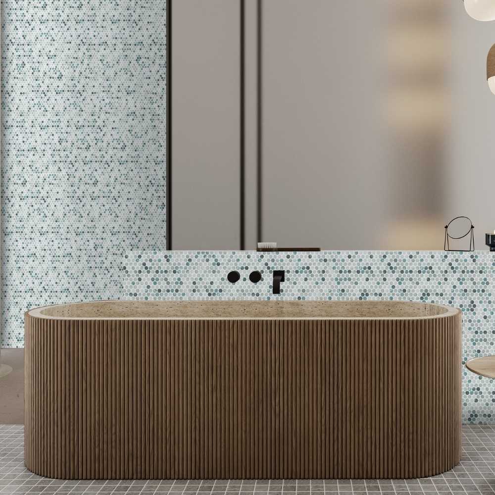 Eco Mosaics Penny Shabby Green Matte Mosaic