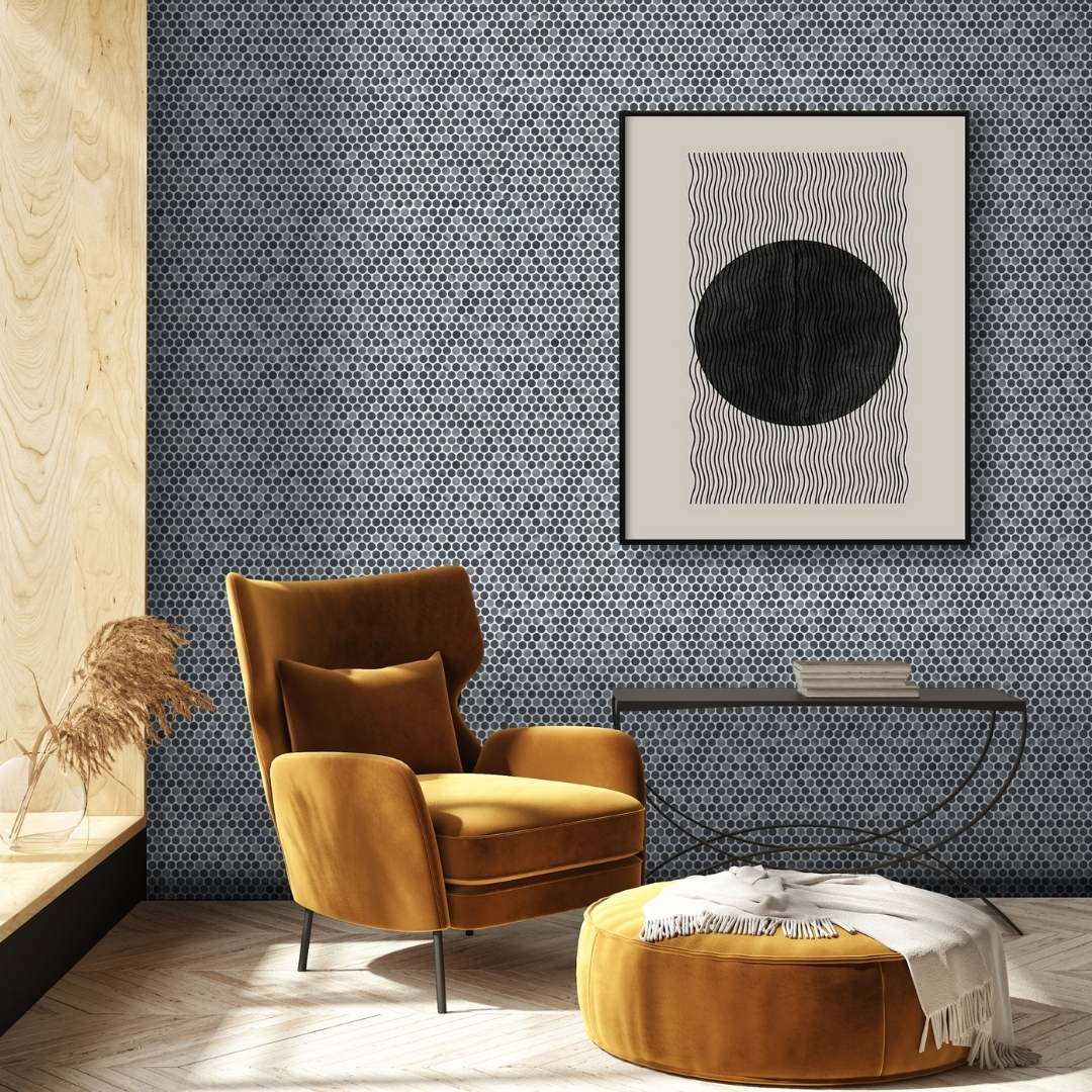 Eco Mosaics Penny Onice Blue Matte Mosaic