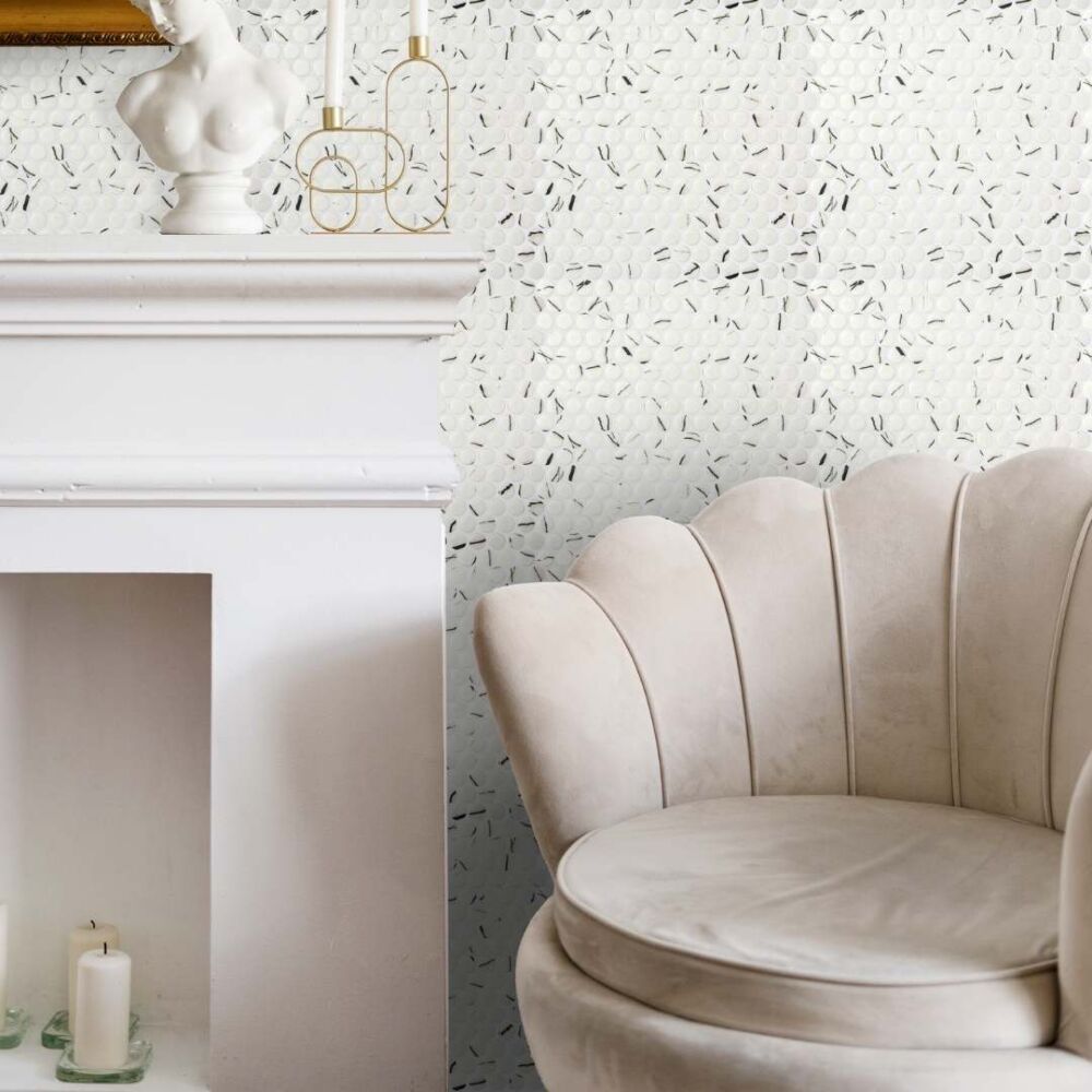 Eco Mosaics Penny Lineas Blanco Matte Mosaic