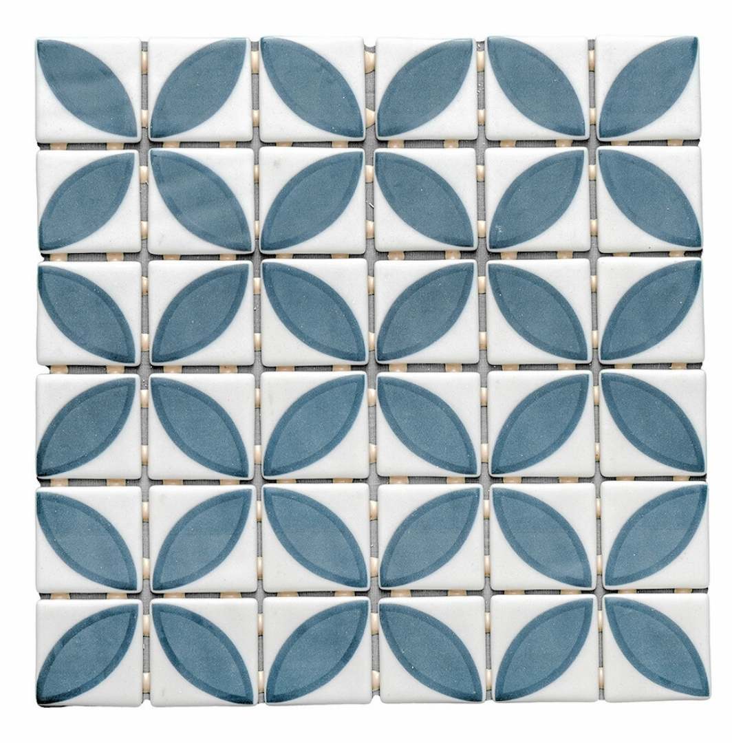 Eco Mosaics Square Lily Navy Blue Matte/Shiny Mosaic