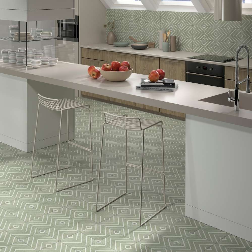 Motifs Chevron Verde Matte