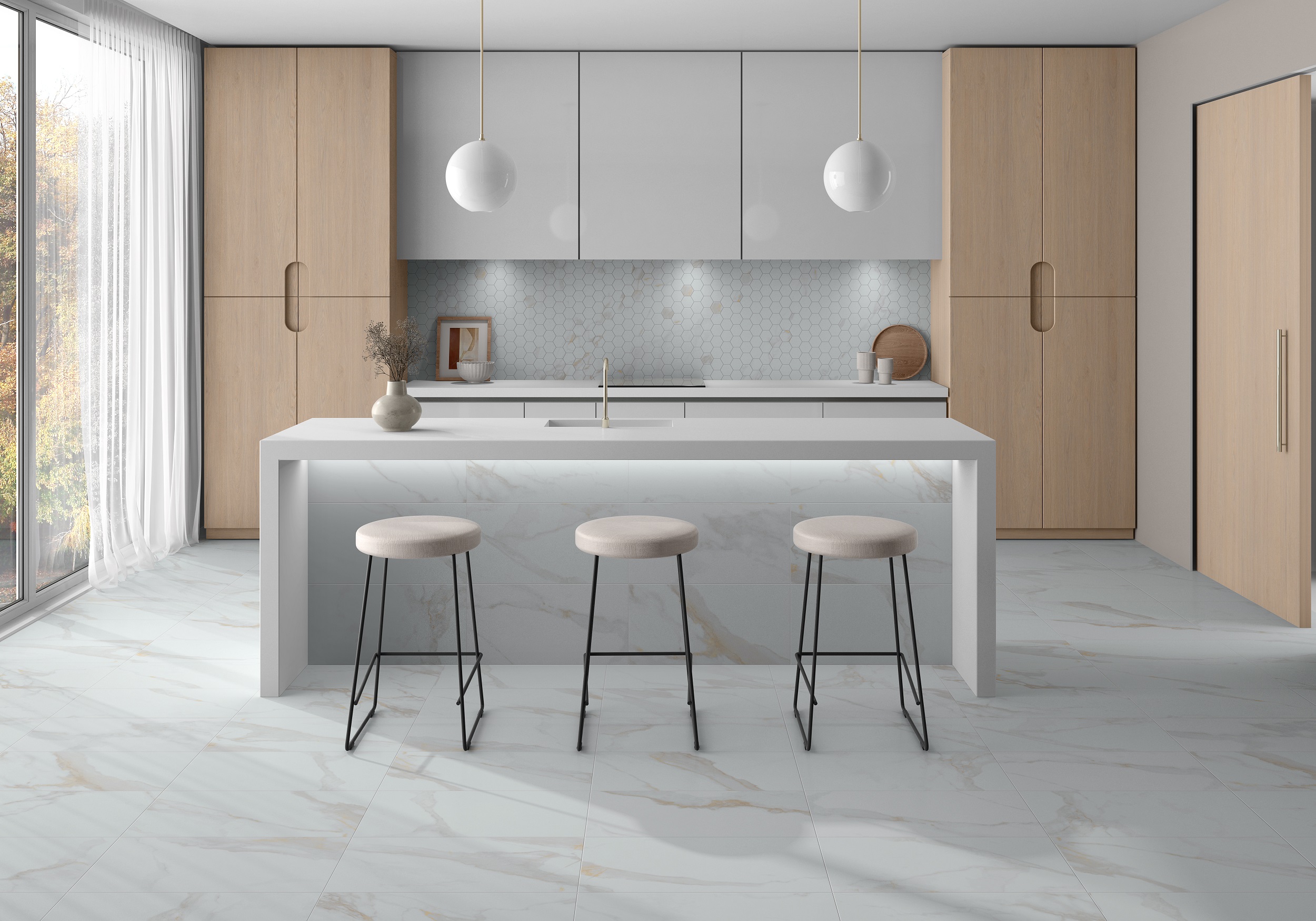 Noble Calacatta Gold Hexagon Matte Mosaic