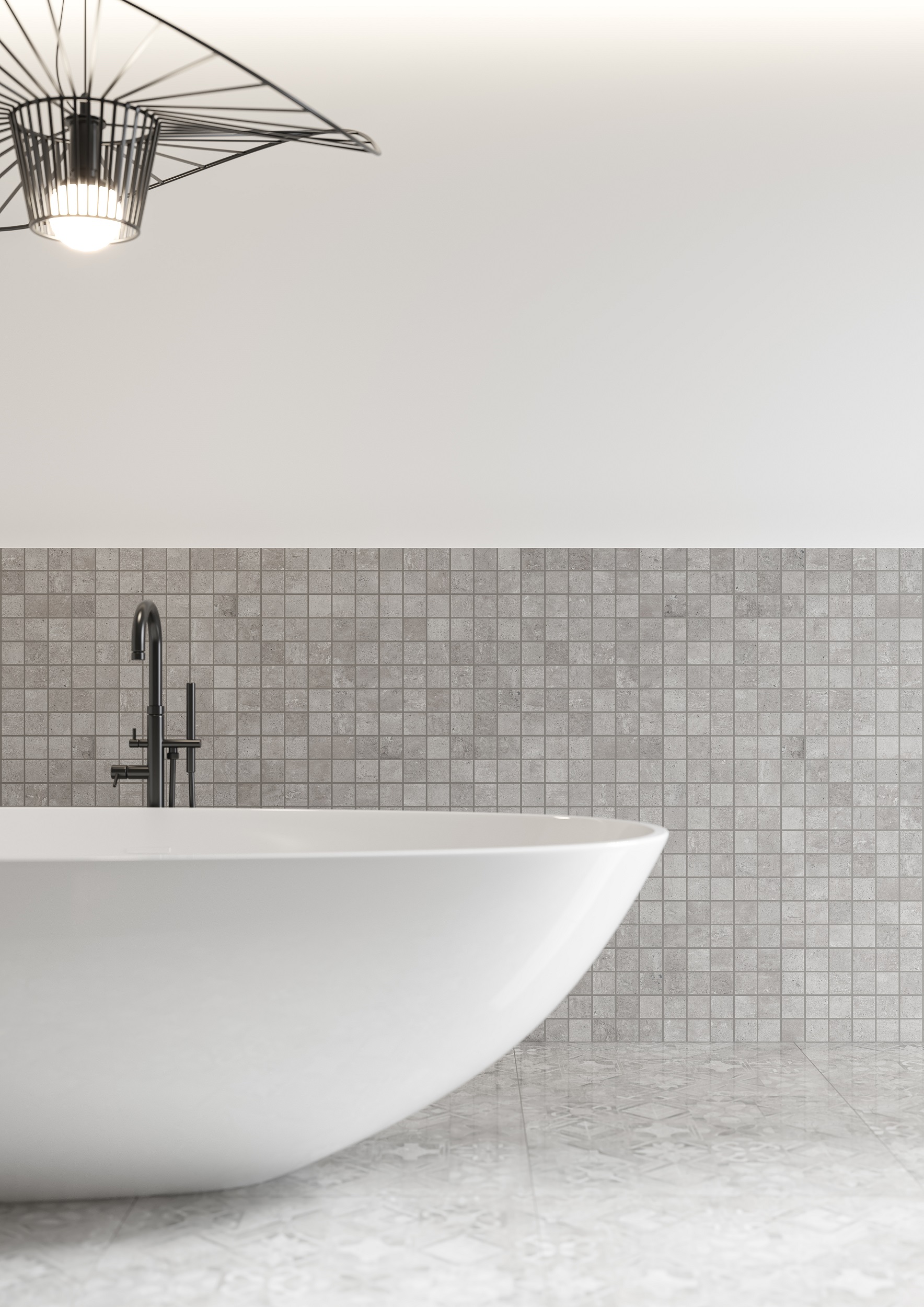 Smooth Cement Silver Matte Mosaic