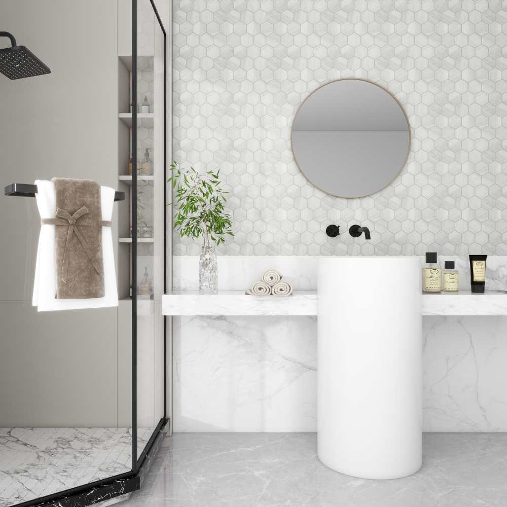 Woodland Blanco Hex Mosaic