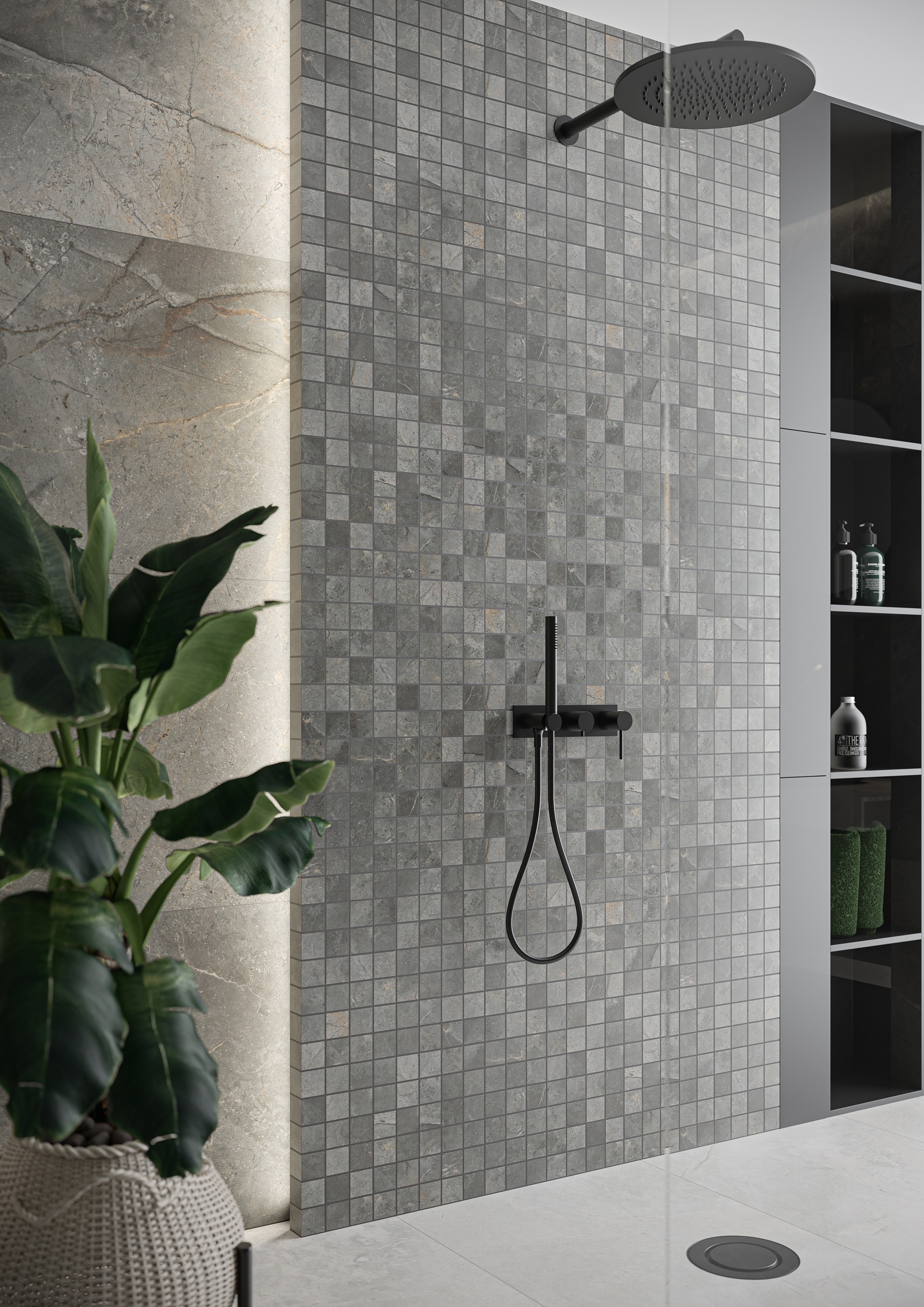 Woodland Marble Graphite Polished Mosaic