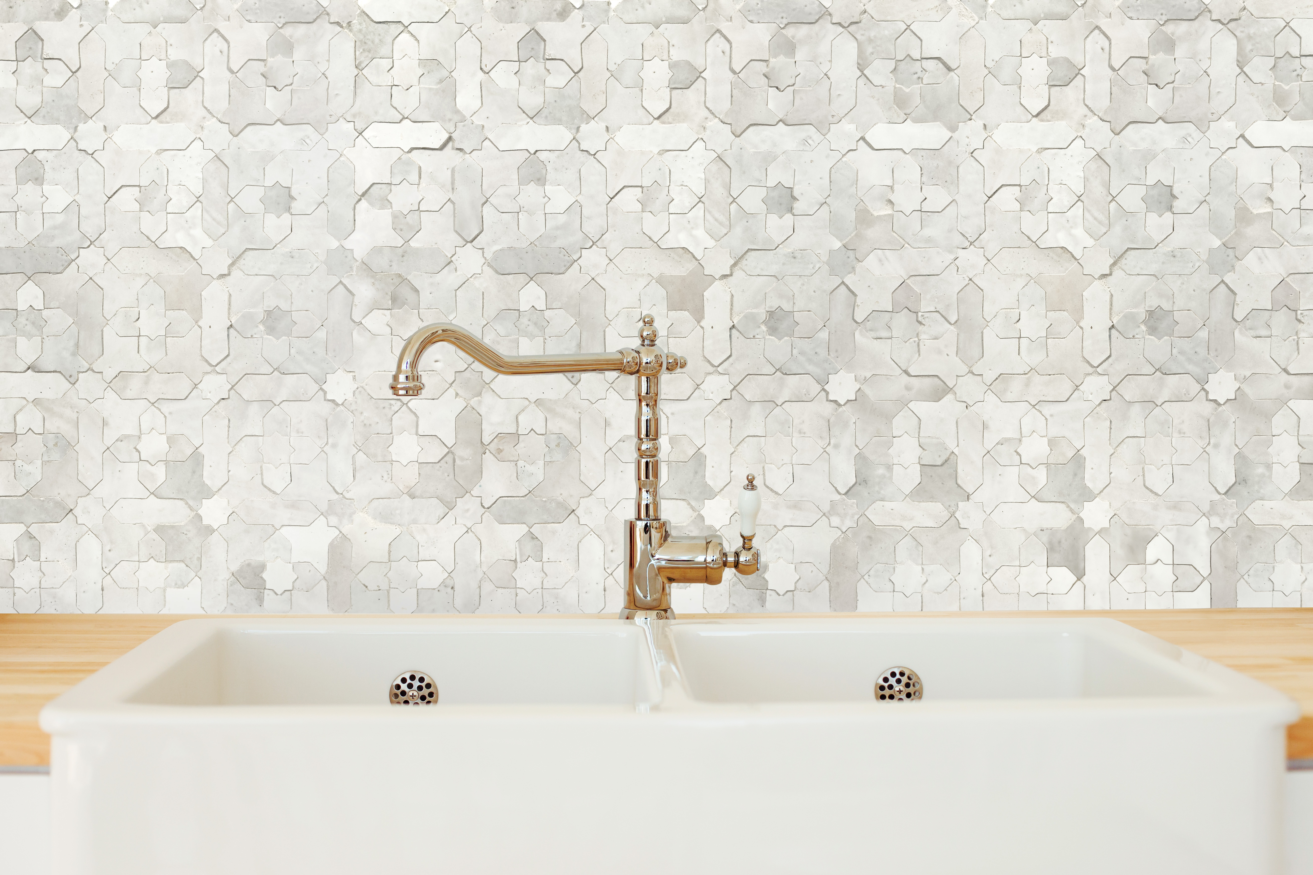 Zellige Original Atlas White Starburst Mosaic